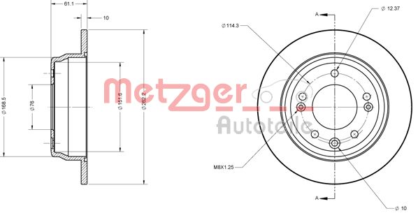 METZGER Hátsó féktárcsa 6110107_METZ