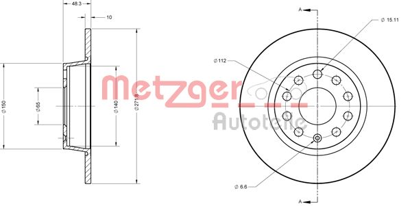 METZGER Hátsó féktárcsa 6110108_METZ