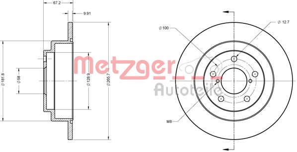 METZGER Hátsó féktárcsa 6110110_METZ