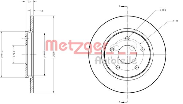 METZGER Hátsó féktárcsa 6110120_METZ