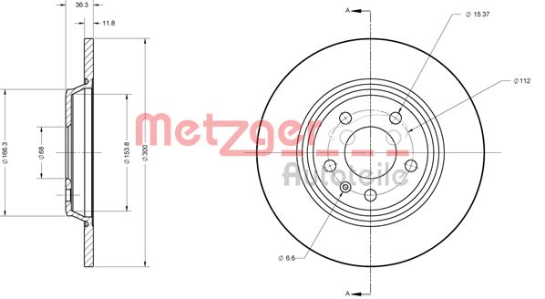 METZGER Hátsó féktárcsa 6110125_METZ