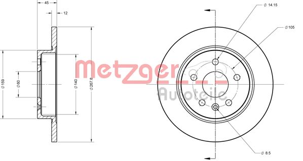 METZGER Hátsó féktárcsa 6110130_METZ