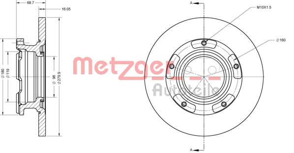 METZGER Hátsó féktárcsa 6110205_METZ