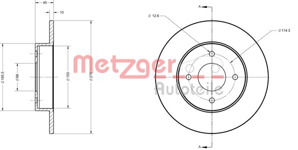 METZGER Hátsó féktárcsa 6110220_METZ