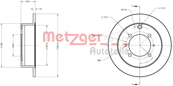 METZGER Hátsó féktárcsa 6110221_METZ