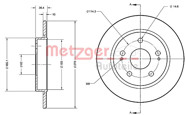 METZGER Hátsó féktárcsa 6110234_METZ