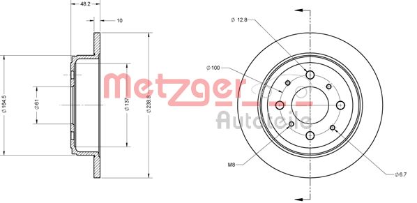 METZGER Hátsó féktárcsa 6110244_METZ