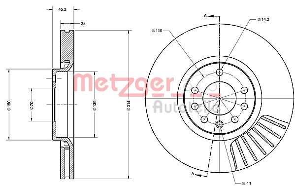 METZGER Első féktárcsa 6110251_METZ