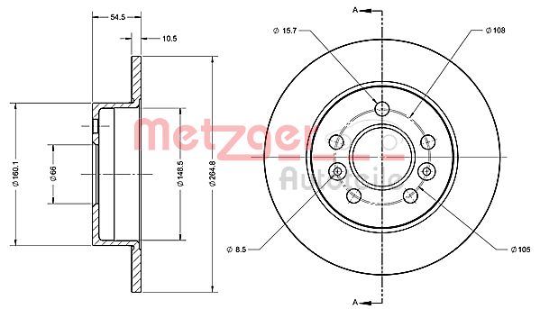 METZGER Hátsó féktárcsa 6110273_METZ