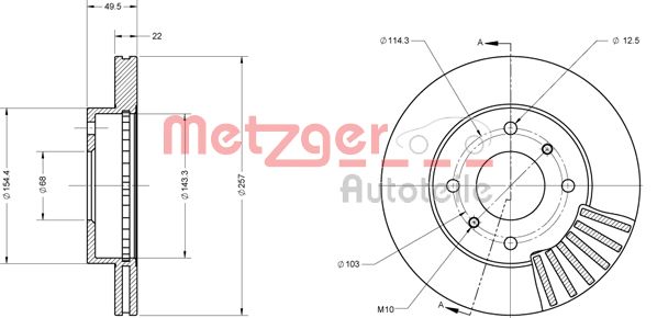 METZGER Első féktárcsa 6110312_METZ