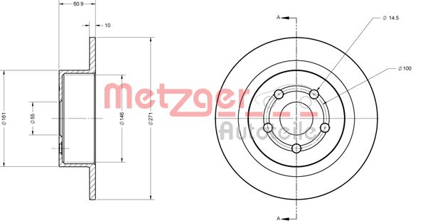 METZGER Hátsó féktárcsa 6110374_METZ