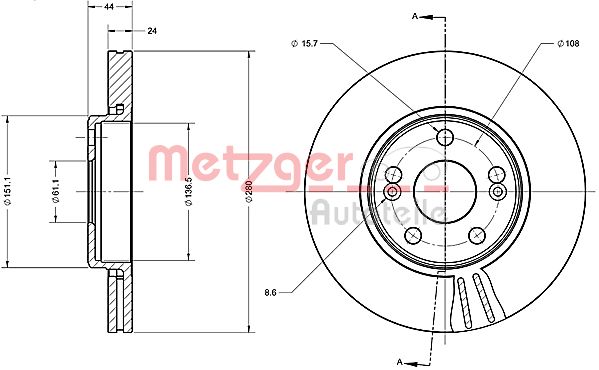 METZGER Első féktárcsa 6110386_METZ