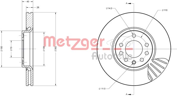 METZGER Első féktárcsa 6110404_METZ