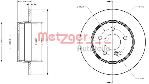 METZGER Hátsó féktárcsa 6110423_METZ