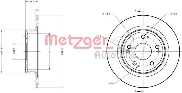 METZGER Hátsó féktárcsa 6110426_METZ