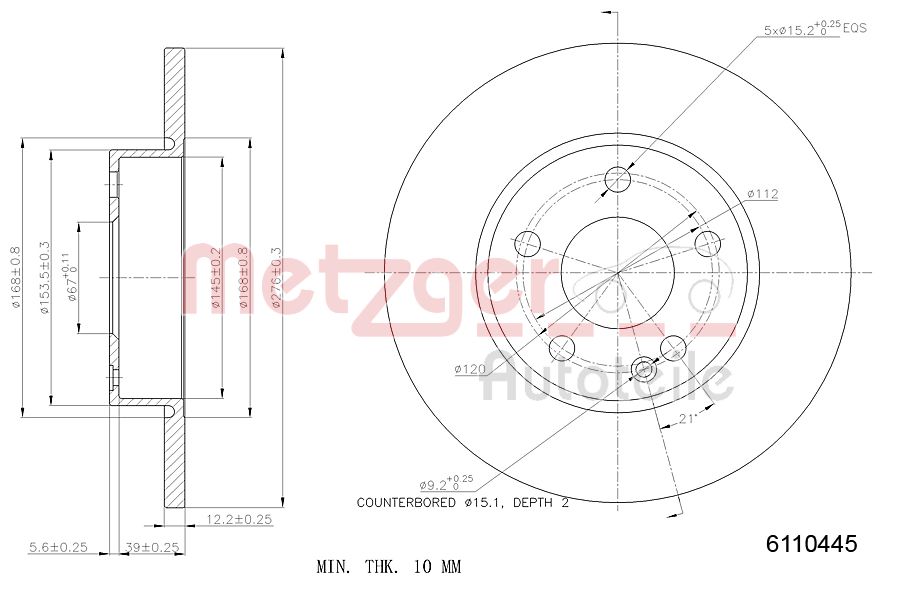 METZGER Első féktárcsa 6110445_METZ