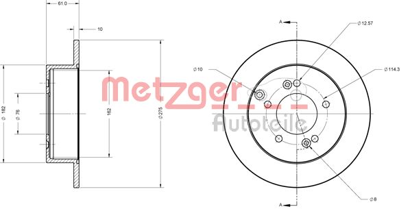 METZGER Hátsó féktárcsa 6110459_METZ