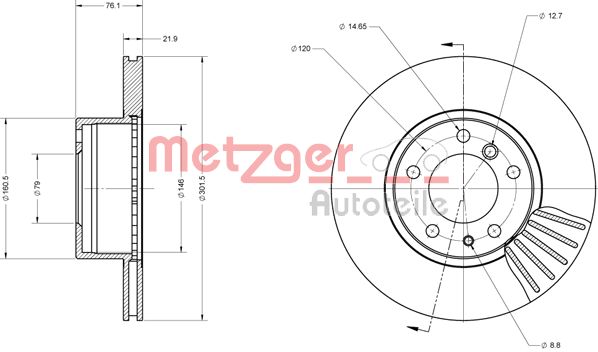 METZGER Első féktárcsa 6110461_METZ