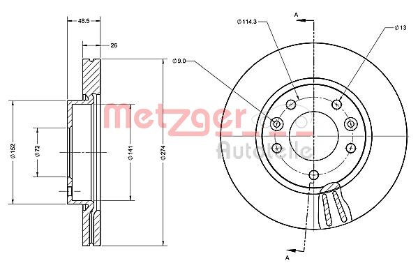 METZGER Első féktárcsa 6110466_METZ