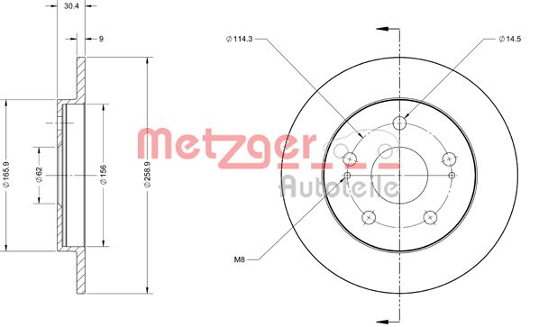 METZGER Hátsó féktárcsa 6110498_METZ