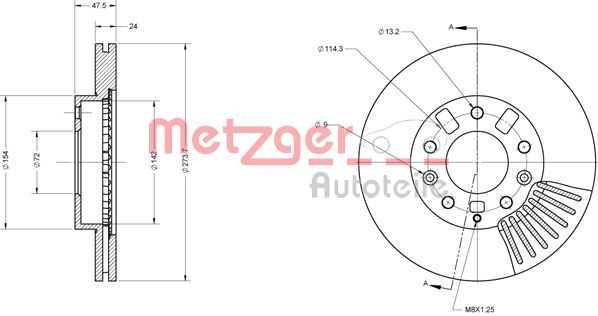 METZGER Első féktárcsa 6110523_METZ