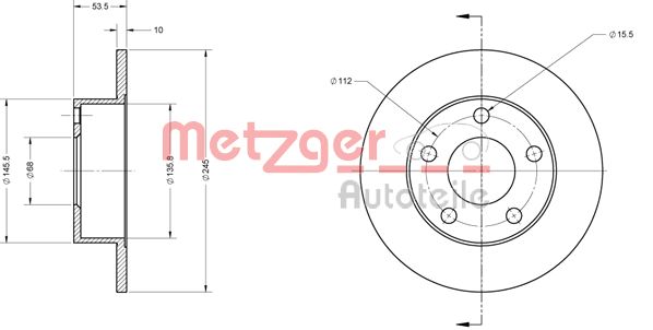 METZGER Hátsó féktárcsa 6110532_METZ