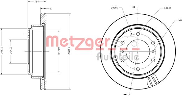 METZGER Hátsó féktárcsa 6110549_METZ