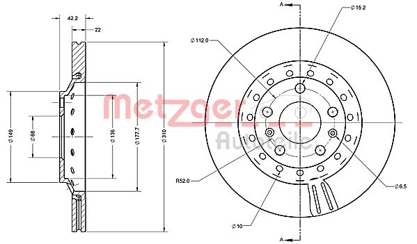 METZGER 6110588_METZ Hátsó féktárcsa