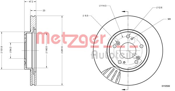 METZGER Első féktárcsa 6110599_METZ