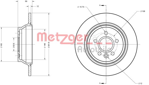 METZGER Hátsó féktárcsa 6110615_METZ