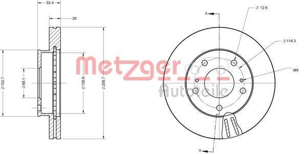 METZGER Első féktárcsa 6110702_METZ