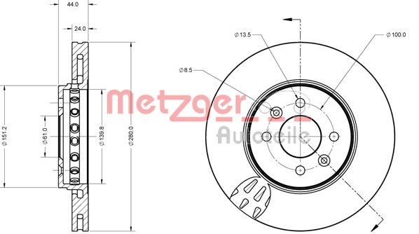 METZGER Első féktárcsa 6110729_METZ