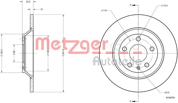 METZGER Hátsó féktárcsa 6110778_METZ