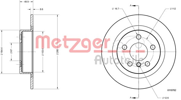 METZGER Hátsó féktárcsa 6110782_METZ