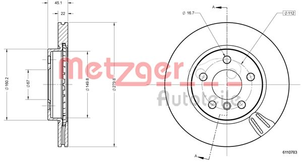 METZGER Első féktárcsa 6110783_METZ