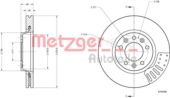 METZGER Első féktárcsa 6110788_METZ