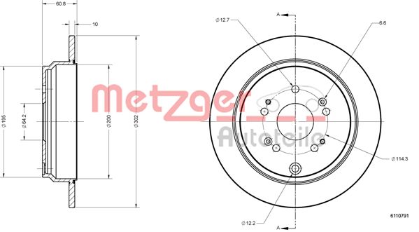 METZGER Hátsó féktárcsa 6110791_METZ