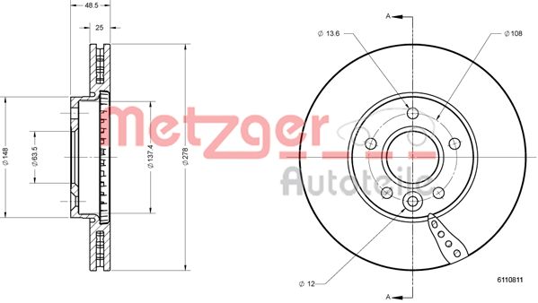 METZGER Első féktárcsa 6110811_METZ