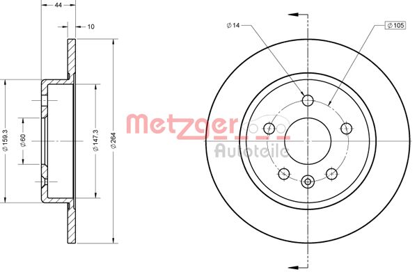 METZGER Hátsó féktárcsa 6110847_METZ