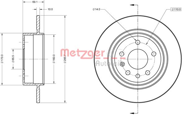 METZGER Hátsó féktárcsa 6110865_METZ