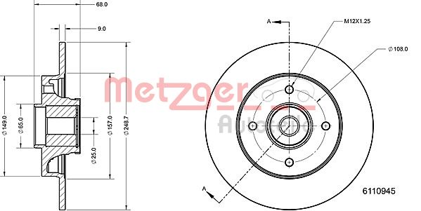 METZGER Hátsó féktárcsa 6110945_METZ