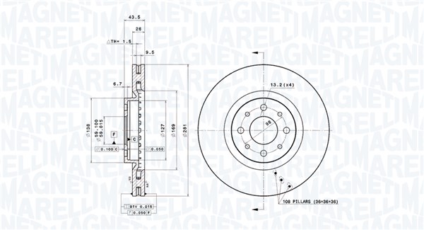 MAGNETI MARELLI Féktárcsa, mind DF0104_MM