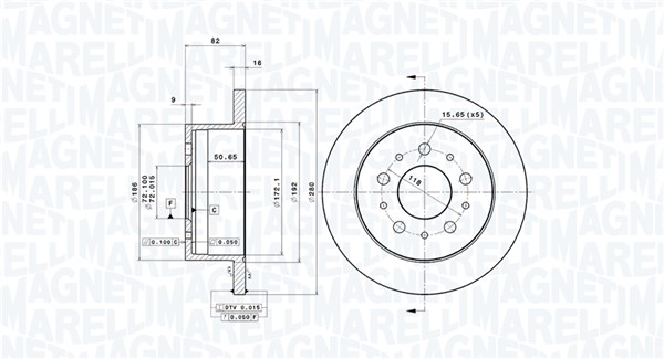 MAGNETI MARELLI Hátsó féktárcsa DF0235_MM