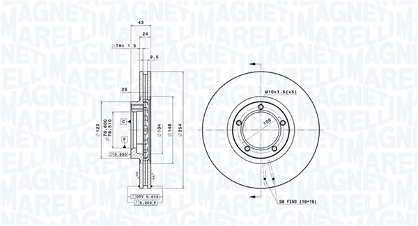 MAGNETI MARELLI Első féktárcsa DF0258_MM