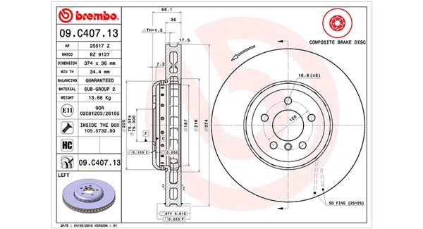 MAGNETI MARELLI Féktárcsa, mind DFC1311_MM