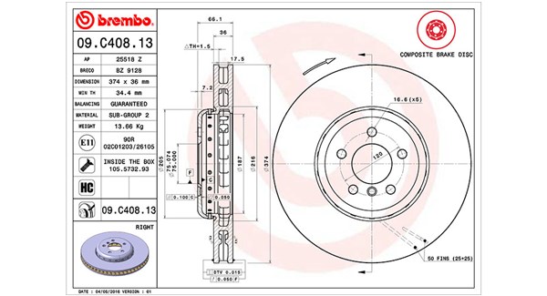 MAGNETI MARELLI Féktárcsa, mind DFC1312_MM