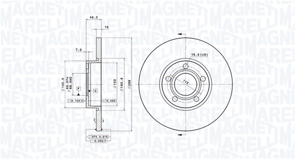 MAGNETI MARELLI Első féktárcsa DFV0012_MM