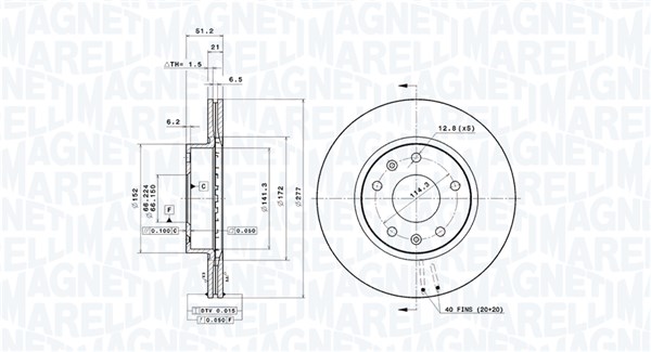 MAGNETI MARELLI Első féktárcsa DFV0025_MM