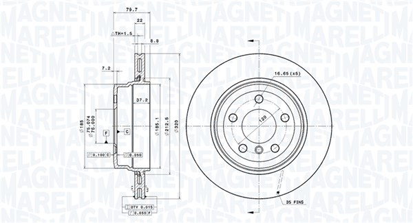 MAGNETI MARELLI Hátsó féktárcsa DFV0045_MM