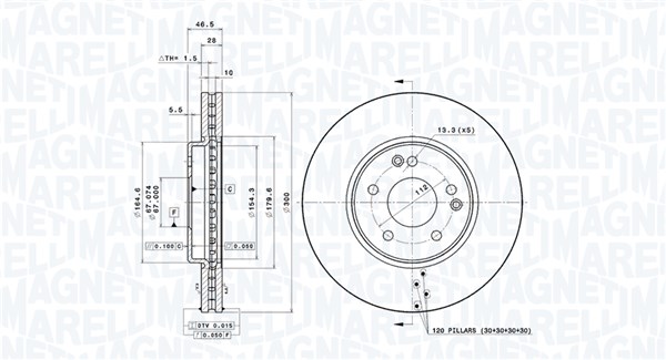 MAGNETI MARELLI Első féktárcsa DFV0068_MM